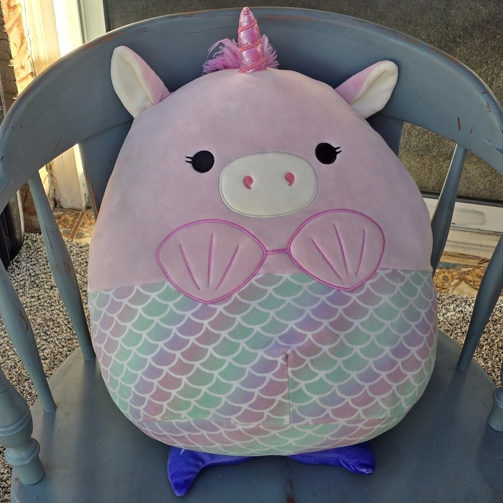 Kelly Toys Squishmallow Makena the Pink‎ Pig Unicorn Mermaid Purple Blue 14"